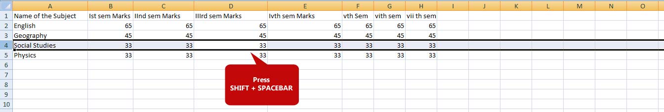 selecting long row spreadsheet